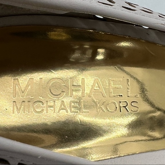 MICHAEL Michael Kors White Olivia Peep Toe Espadrille Wedge Heels Size 8 1/2 - Picture 2 of 9